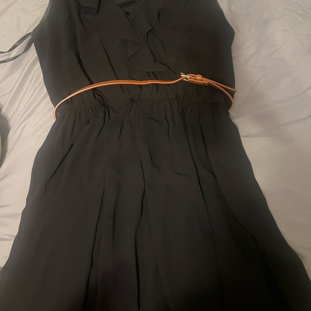 Iz Byer Black Dress with Tan Accent